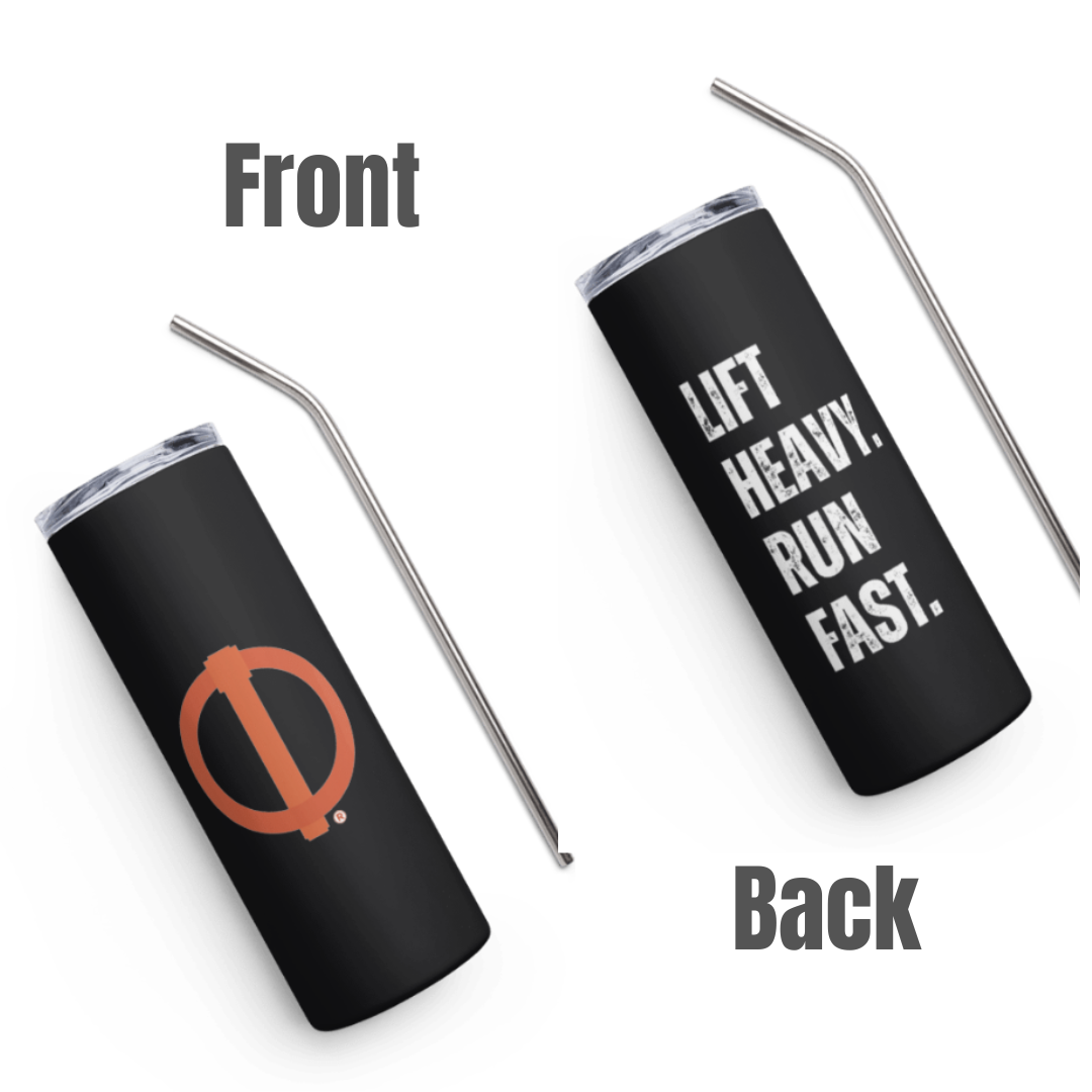 Linchpin "Lift heavy. Run Fast." Stainless steel tumbler Black