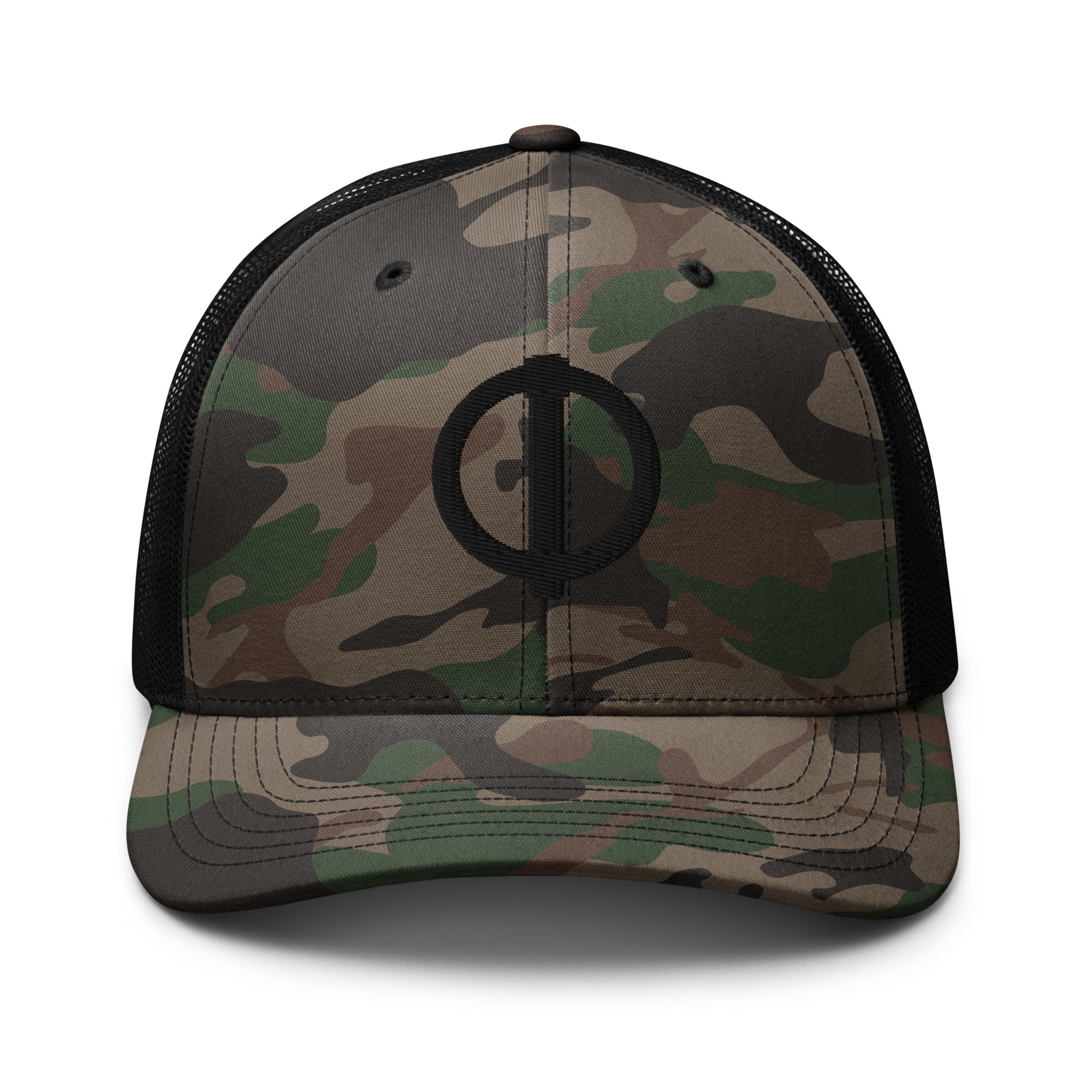 Linchpin Camo trucker hat (Black logo)