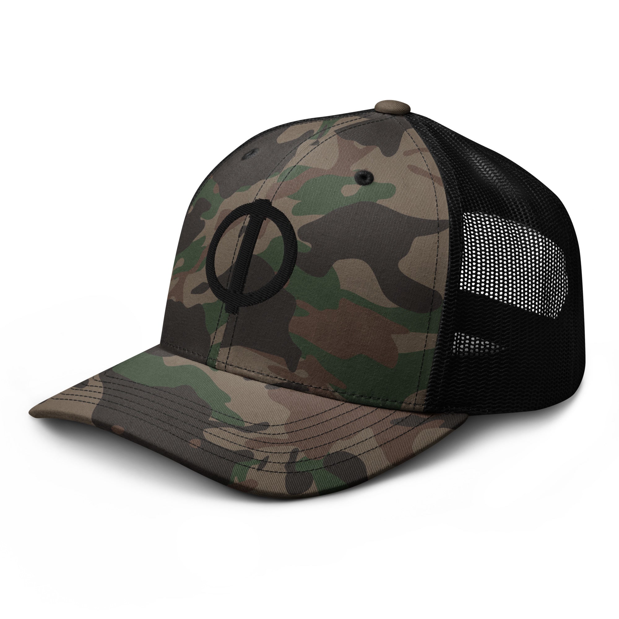Linchpin Camo trucker hat (Black logo)