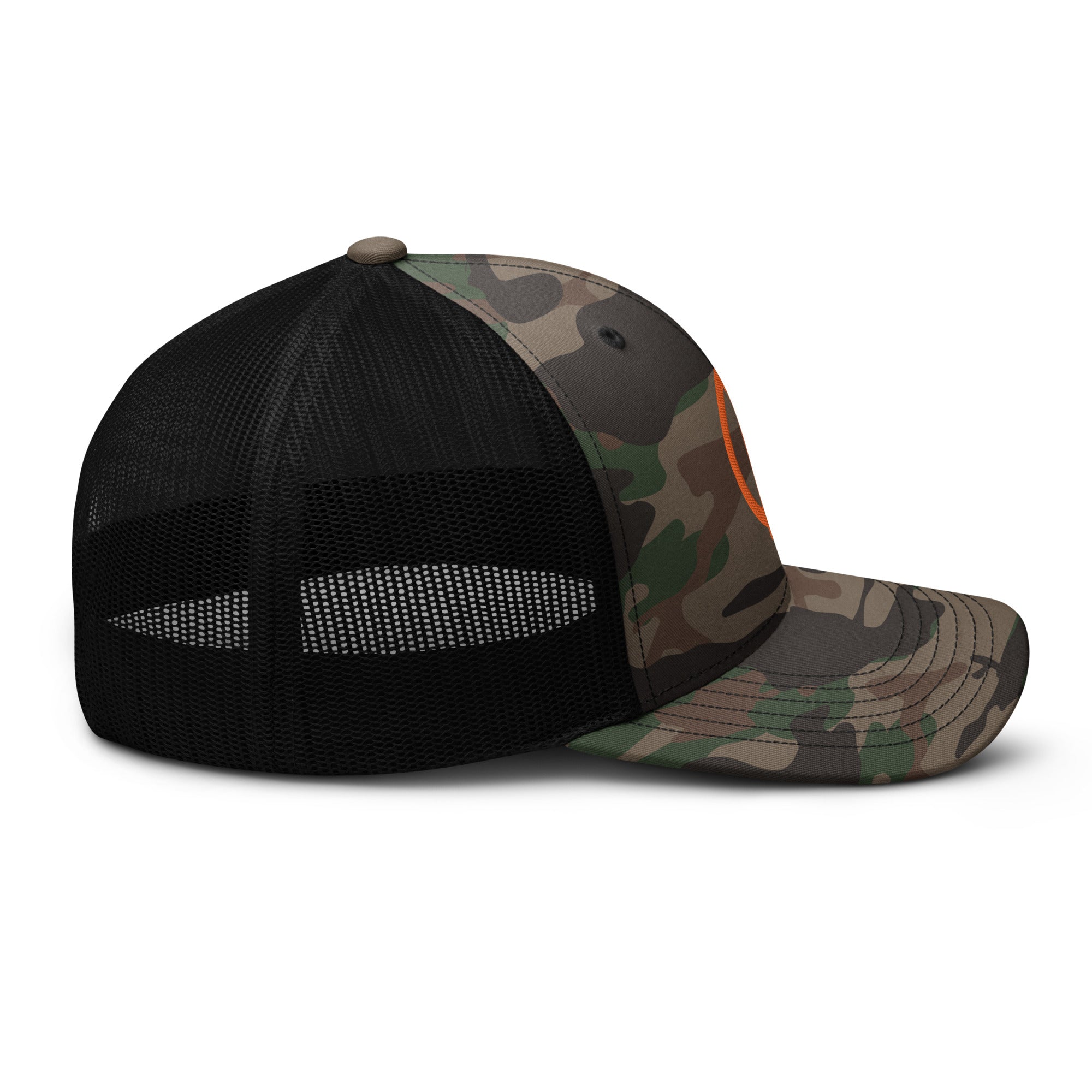 Linchpin Camo trucker hat (Orange logo)