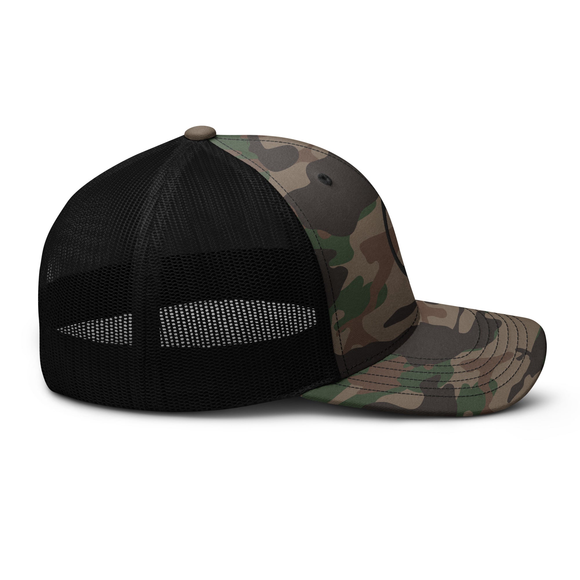 Linchpin Camo trucker hat (Black logo)