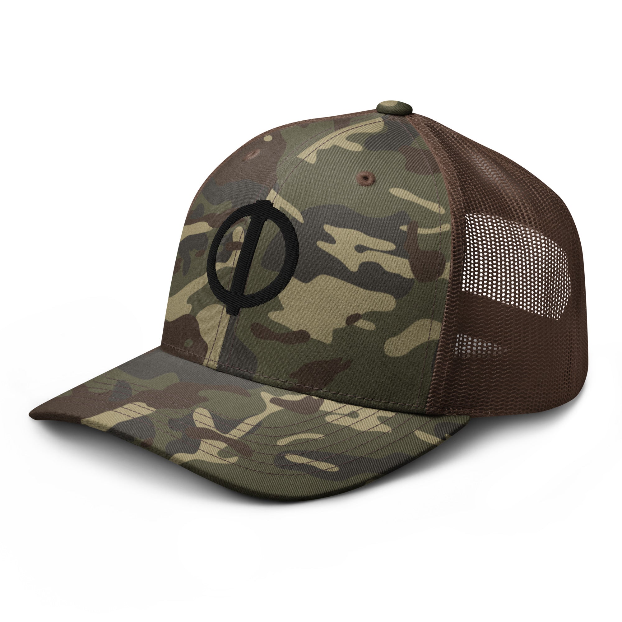 Linchpin Camo trucker hat (Black logo)