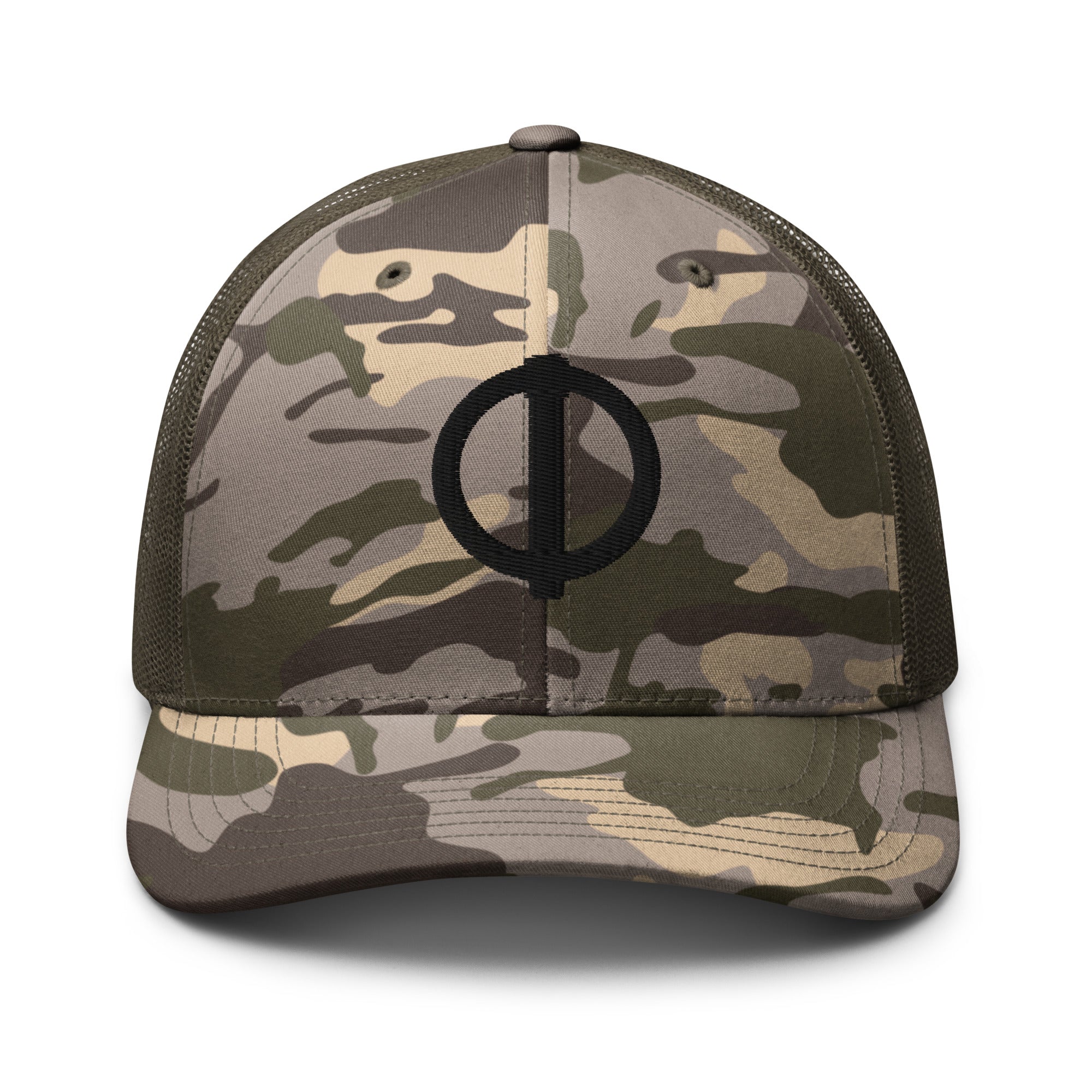 Linchpin Camo trucker hat (Black logo)