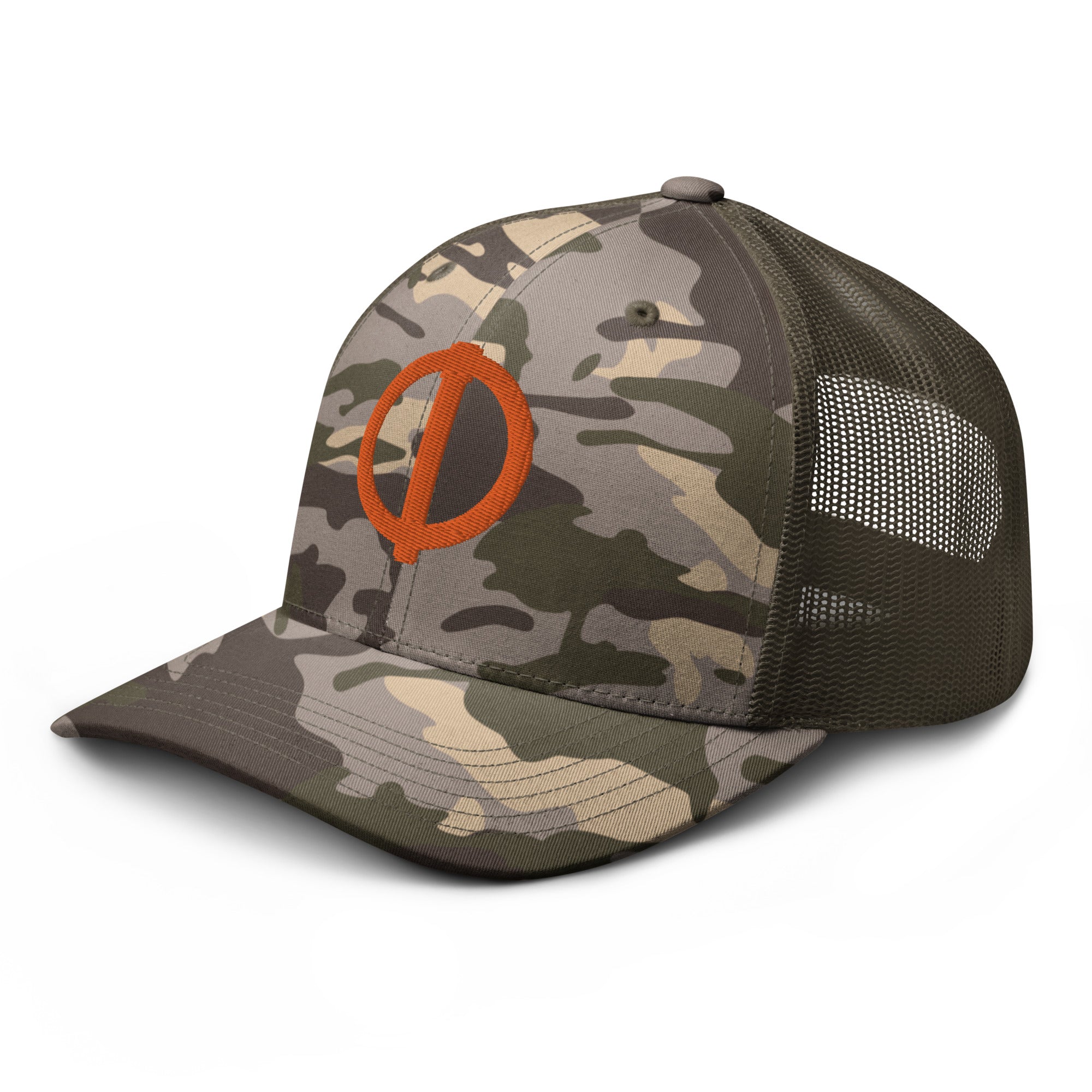 Linchpin Camo trucker hat (Orange logo)