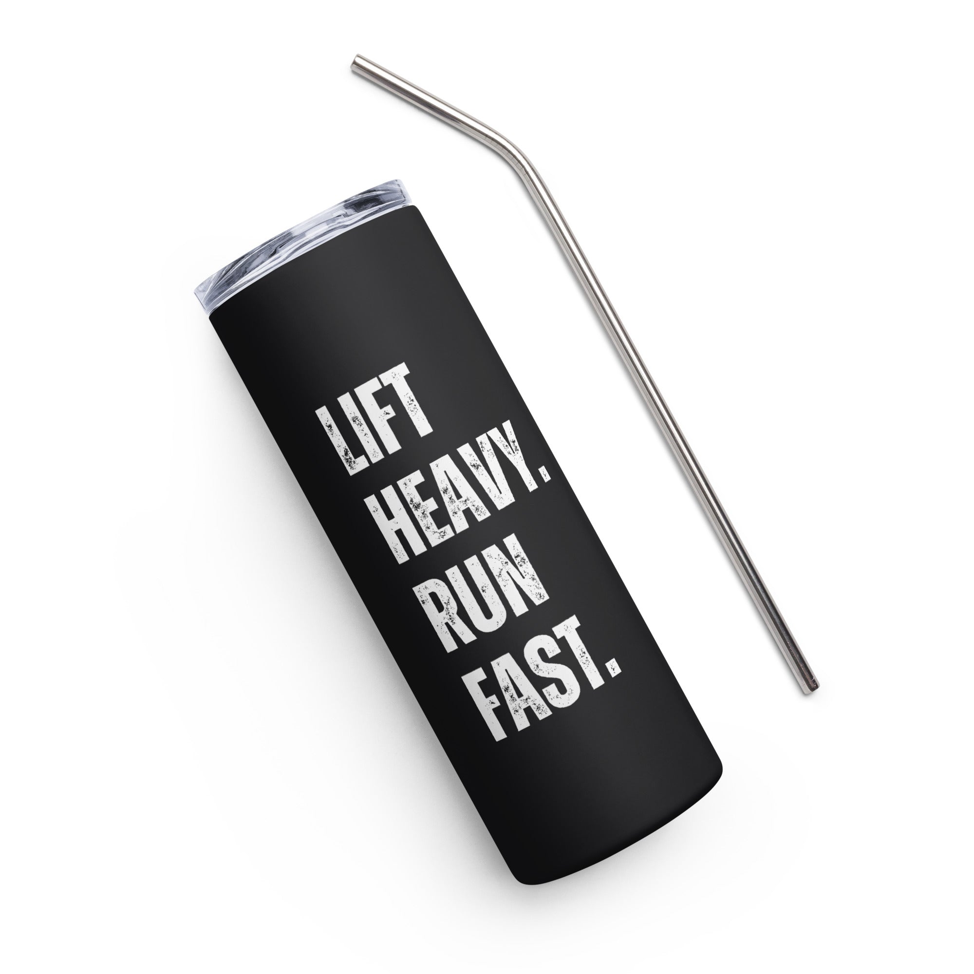 Linchpin "Lift heavy. Run Fast." Stainless steel tumbler Black